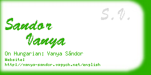 sandor vanya business card